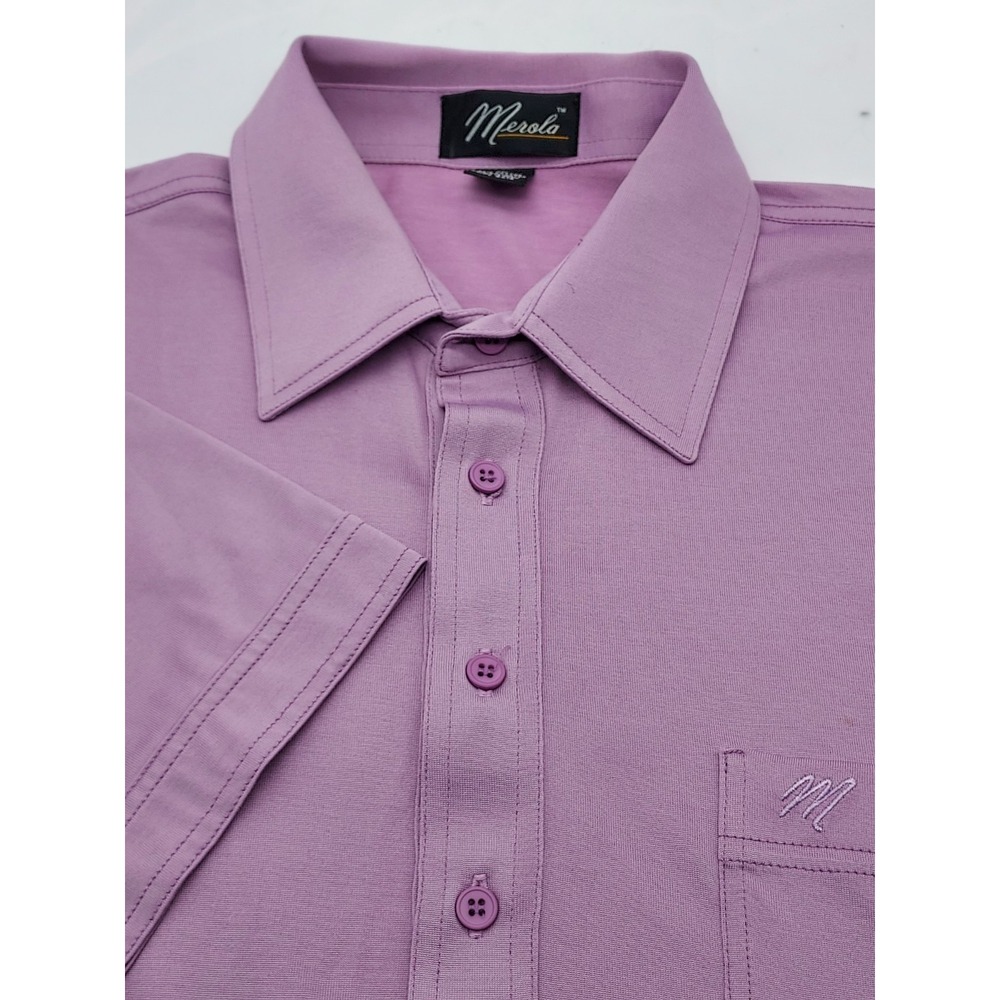 Merola Mens Purple Short Sleeve Polo Shirt Cotton Blend Pocket Size M WPL 8016
